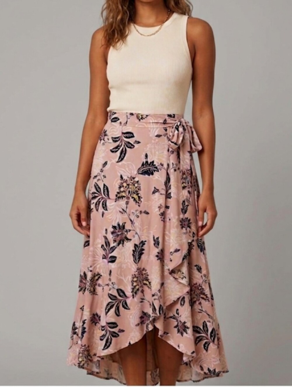 The Jetset Diaries Azalea Wrap Skirt Pink Floral Print S Tie Waist NWT Boho